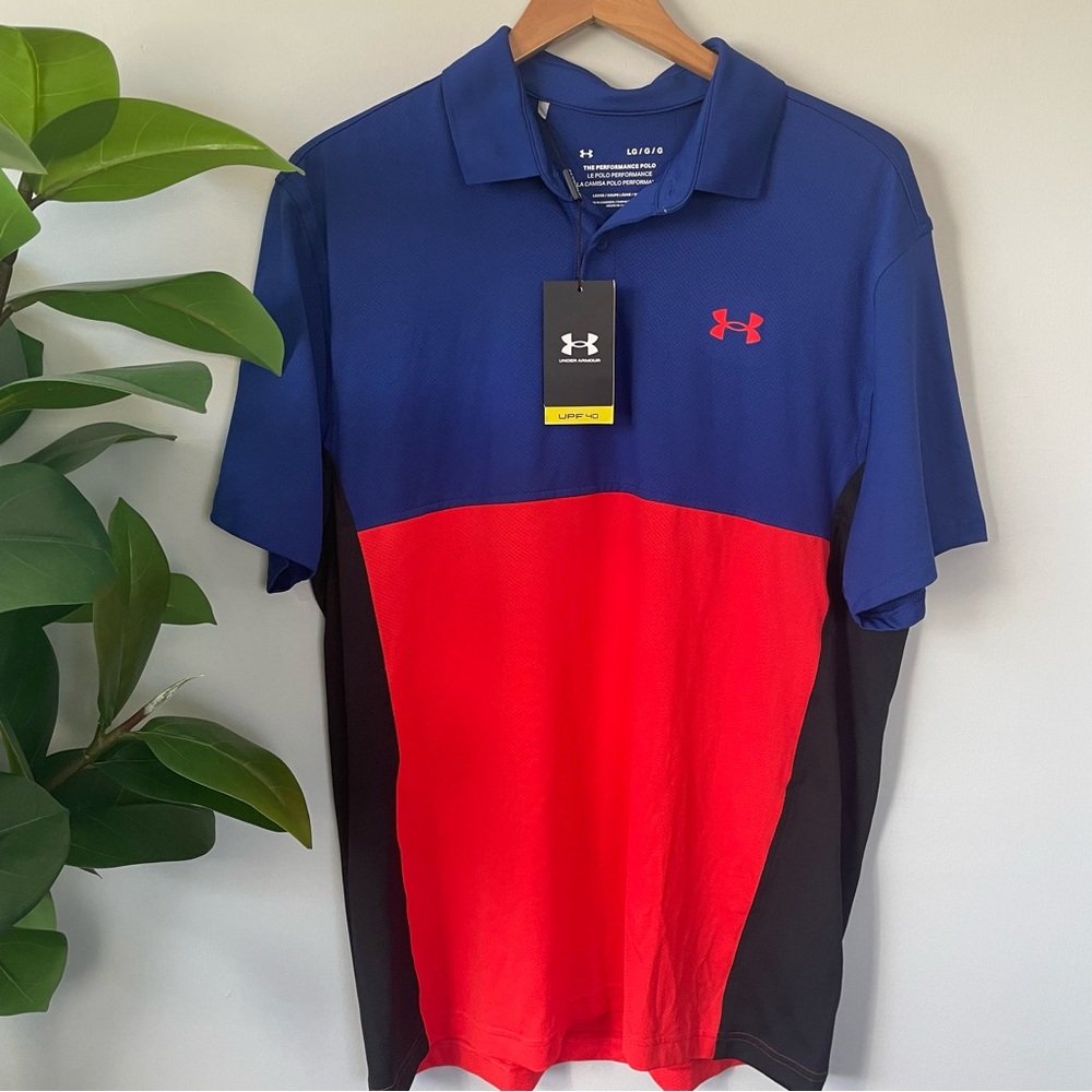 NWT Under Armour Men's Performance Blocked 2.0 Golf Polo